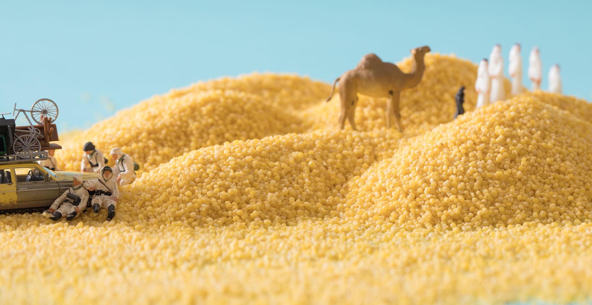 缩微摄影美食摄影小人国摄影阿拉伯沙漠骆驼士兵小米